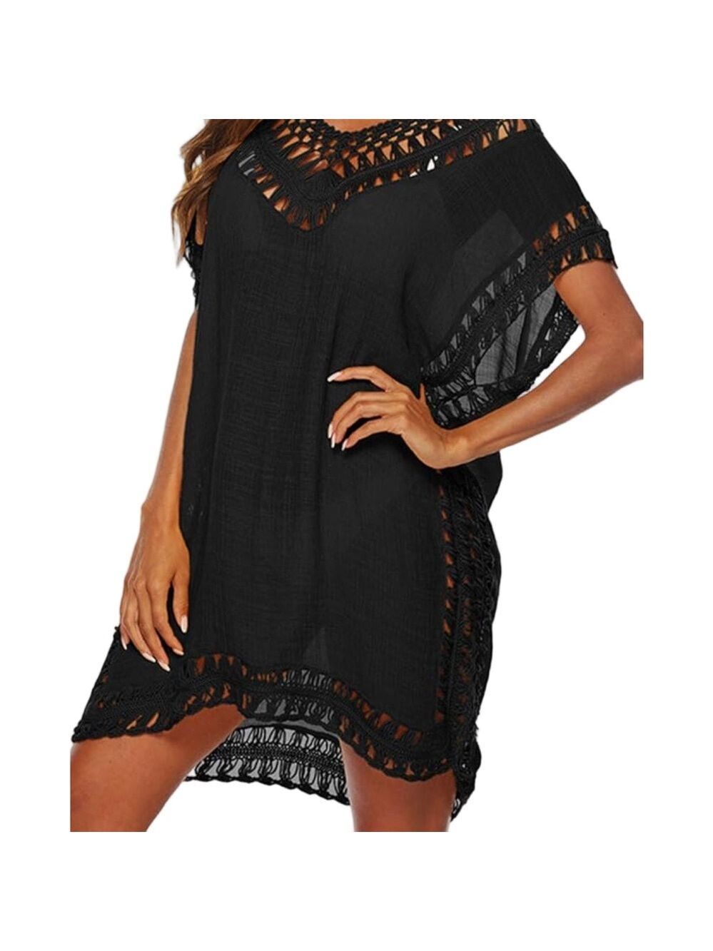 Oversized Tassel Cover Up Black One Size Plus โ Imported